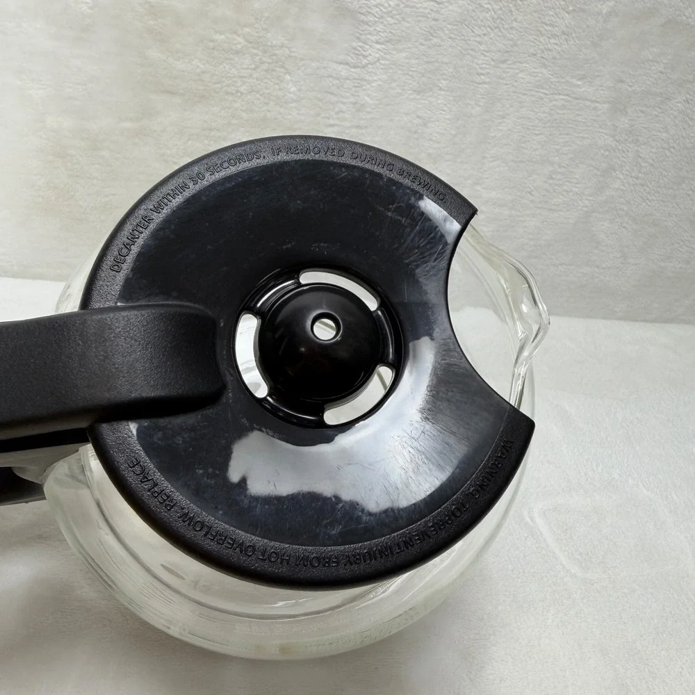 Mr Coffee‎ 12 Cup Replacement Glass Carafe Black Handle Lid Clear Measuring Pot